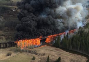 Mayerthorpe Bridge on fire, April 26, 2016