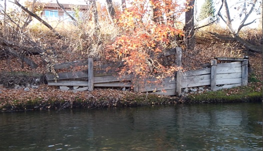 A section of the former timber retaining wall - Fall 2014