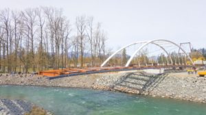 Launching the new bridge across the Vedder River
